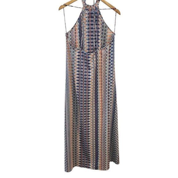 Poema high neck halter dress boho maxi stripe medium reformation - Picture 2 of 6